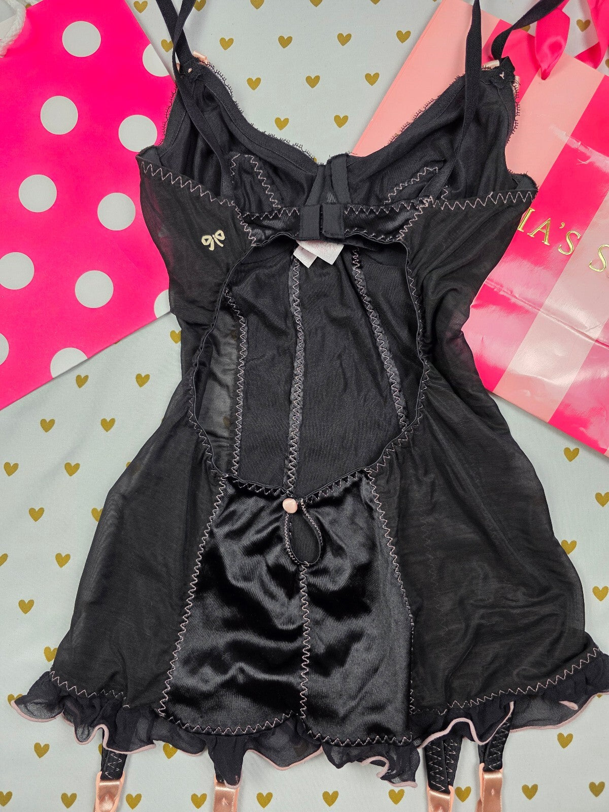 Victorias Secret Vintage Coquette Garter Dress Push Up Lingerie 34B