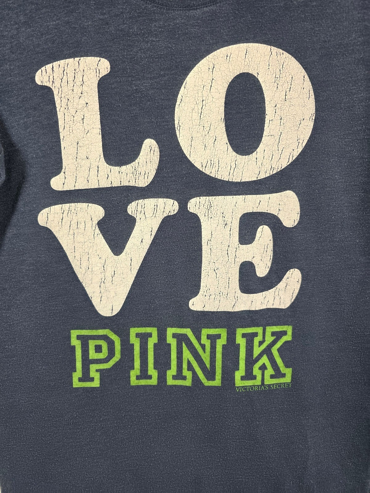 Victorias Secret PINK Vintage Love Y2k Tee shirt Blue Large
