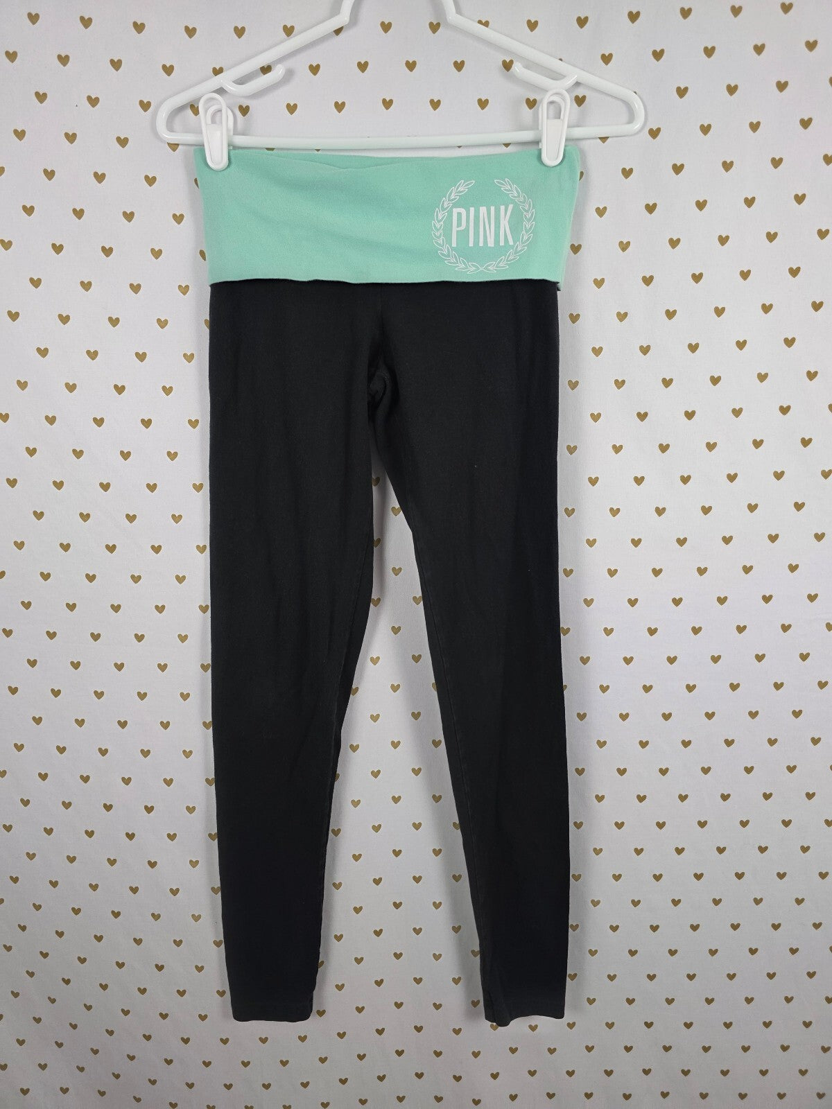 Victorias Secret PINK Mint Foldover Yoga Pants XS Skinny Ankle Y2k