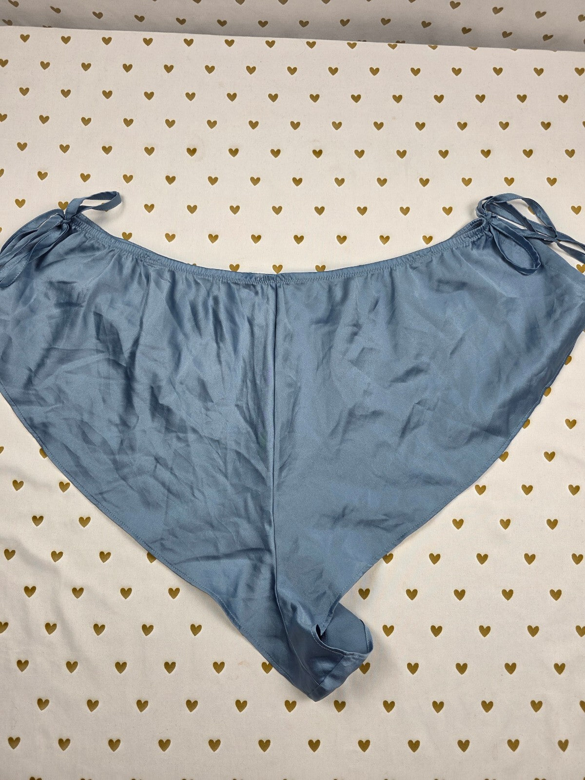 Victorias Secret Blue Satin Side Tie Sexy Sleep Shorts Boxers Pajama Bottoms XL