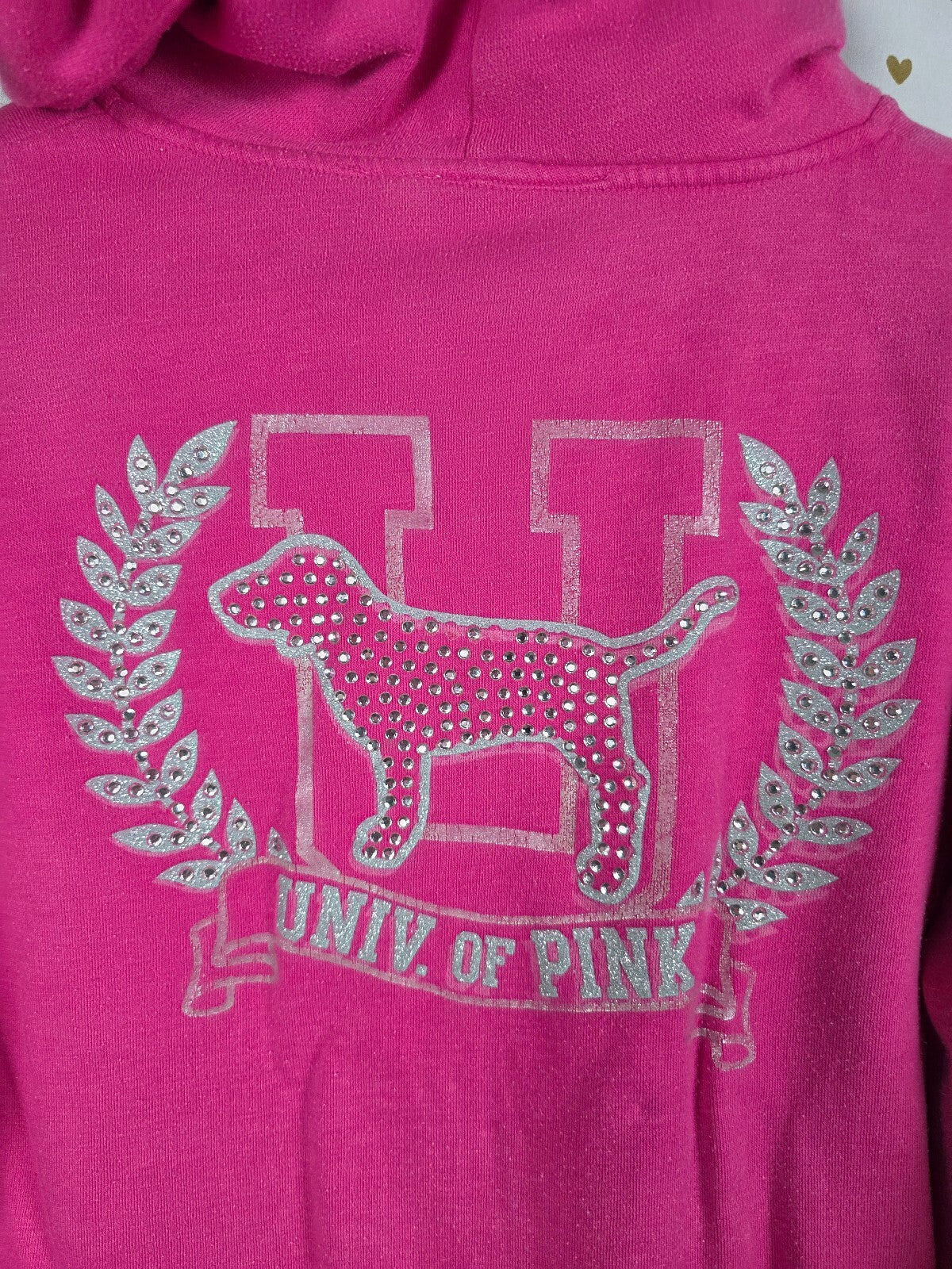 Vintage VS PINK Hoodie L University of Rhinestone Dog Y2K Bling Sequin Jacket