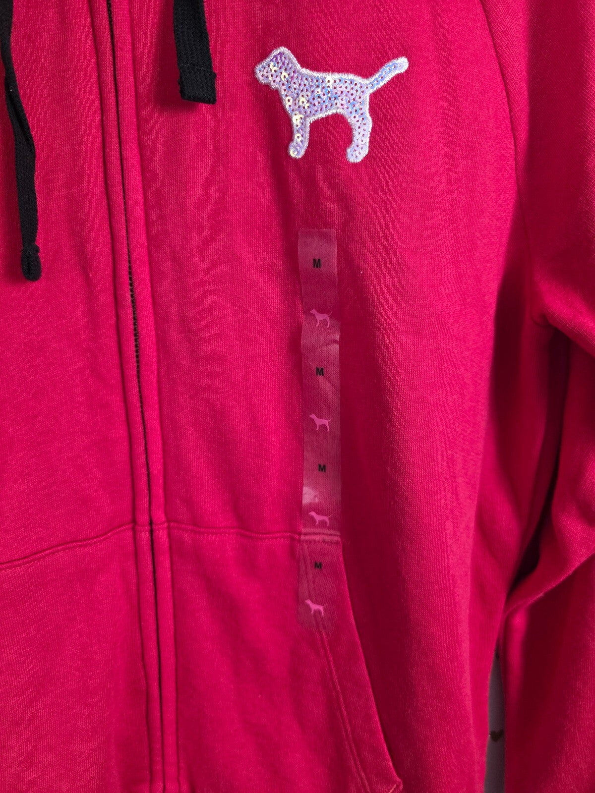 Victorias Secret Pink Red MERMAID Bling SET NEW Full Zip Hoodie Sweats MEDIUM