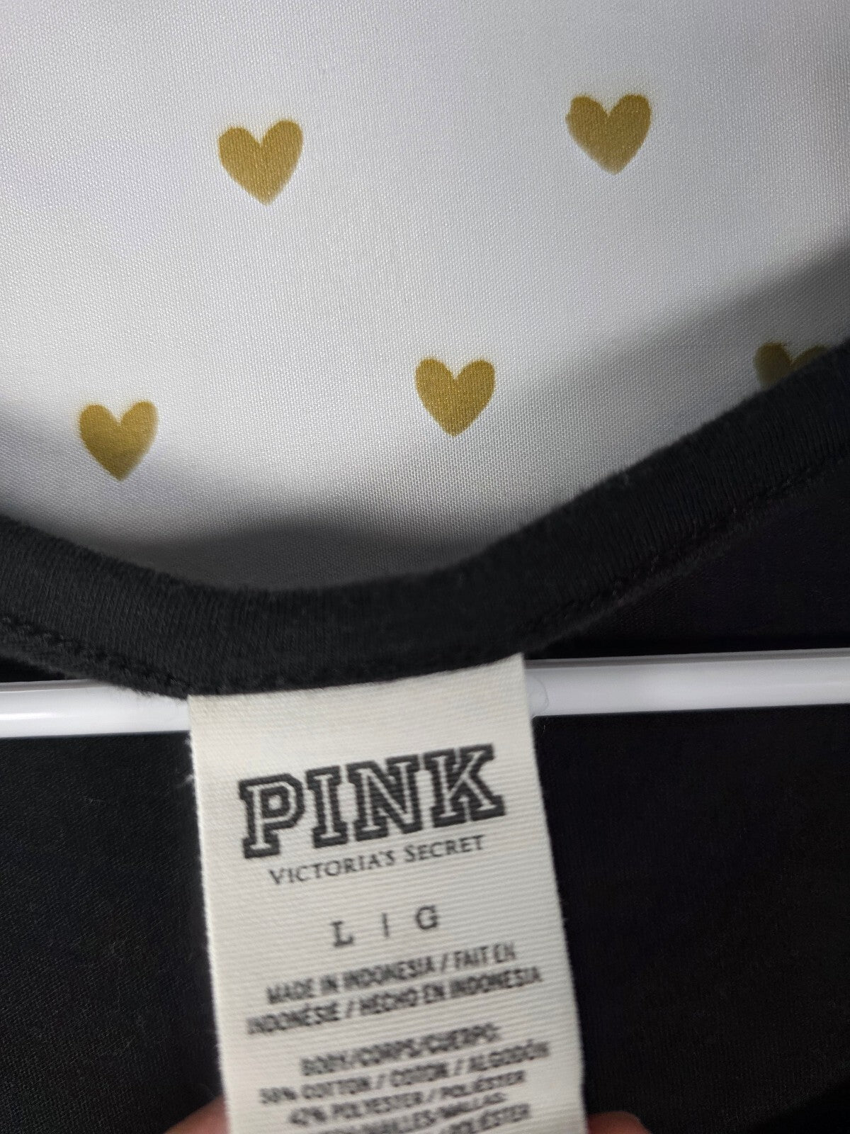 Victorias Secret PINK BLING Sequined Raglan Long Sleeve Logo Tee Shirt LARGE