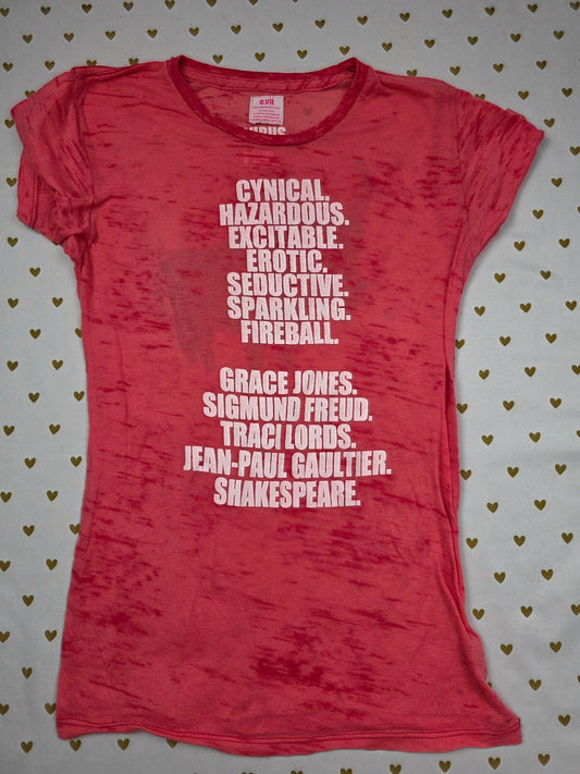 Victoria's Secret PINK Queen e.vil Taurus Zodiac Rhinestone Y2K Tee M