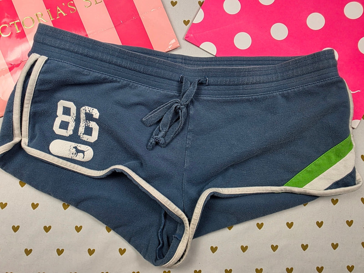 Vintage Y2K Victoria's Secret PINK 86 Dog Micro Mini Shorts M Blue