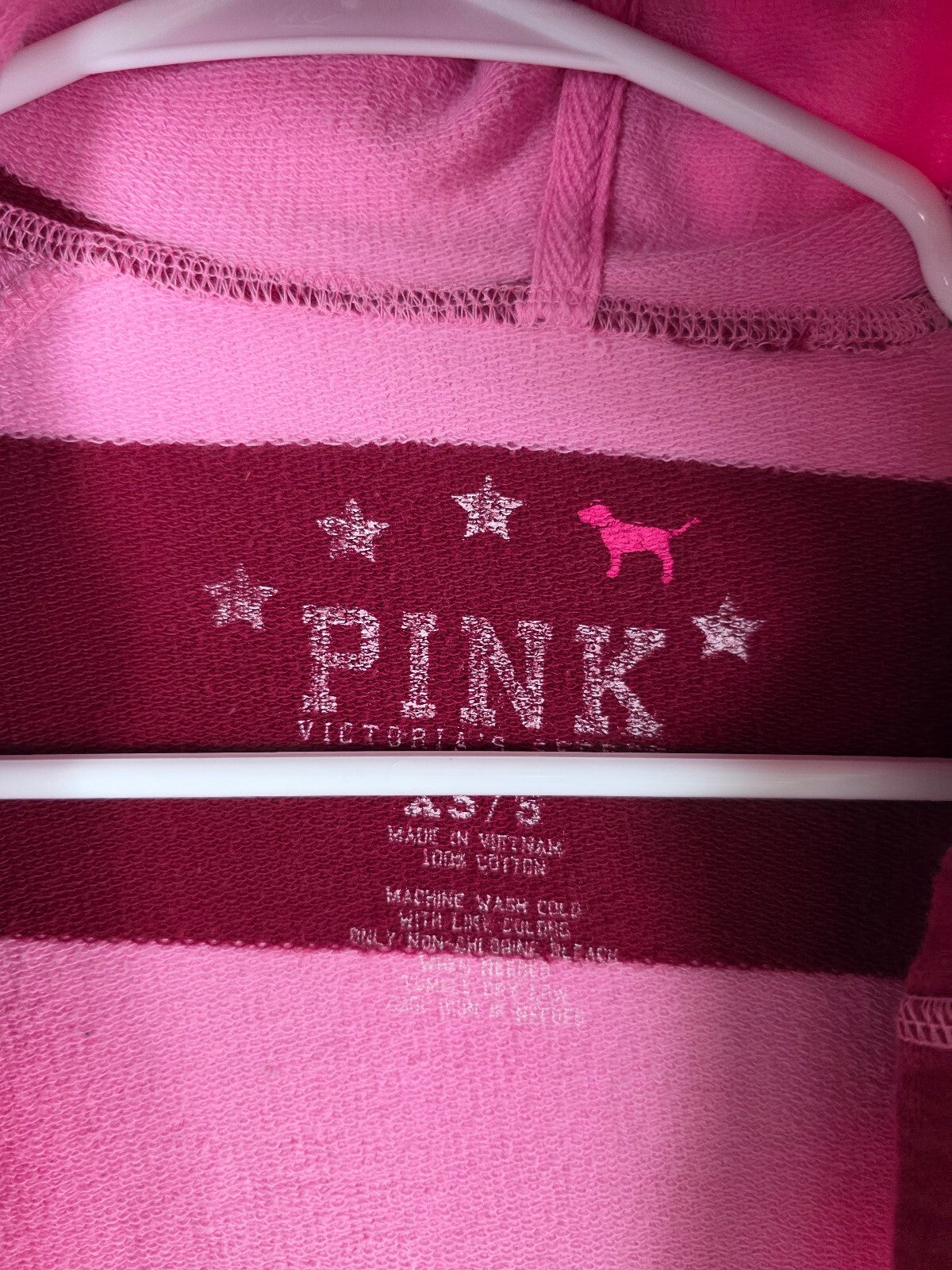 Vintage 2005 VS PINK Hooded Robe XS/S Pink Burgundy Striped Just Woke Up Y2K