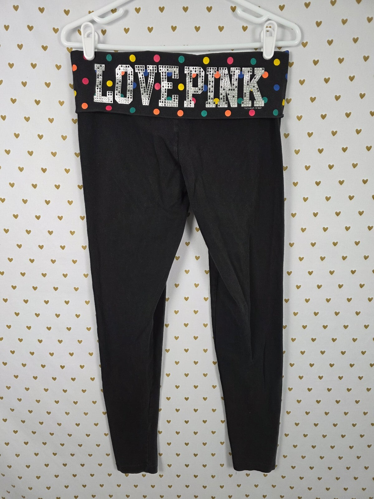 Victorias Secret PINK LOVE Foldover Polka Dot Vintage y2k Bling Skinny Leggings