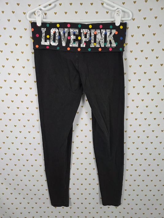 Victorias Secret PINK LOVE Foldover Polka Dot Vintage y2k Bling Skinny Leggings