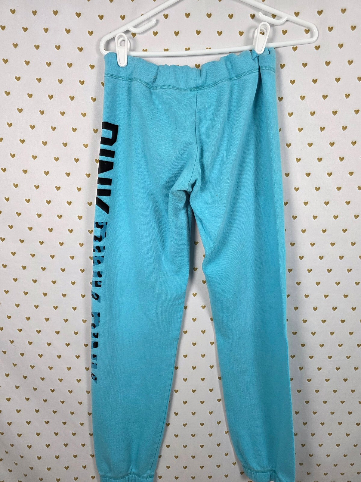PINK Victoria's Secret Aqua Blue Jogger Sweatpants Leopard Logo Graphic XS