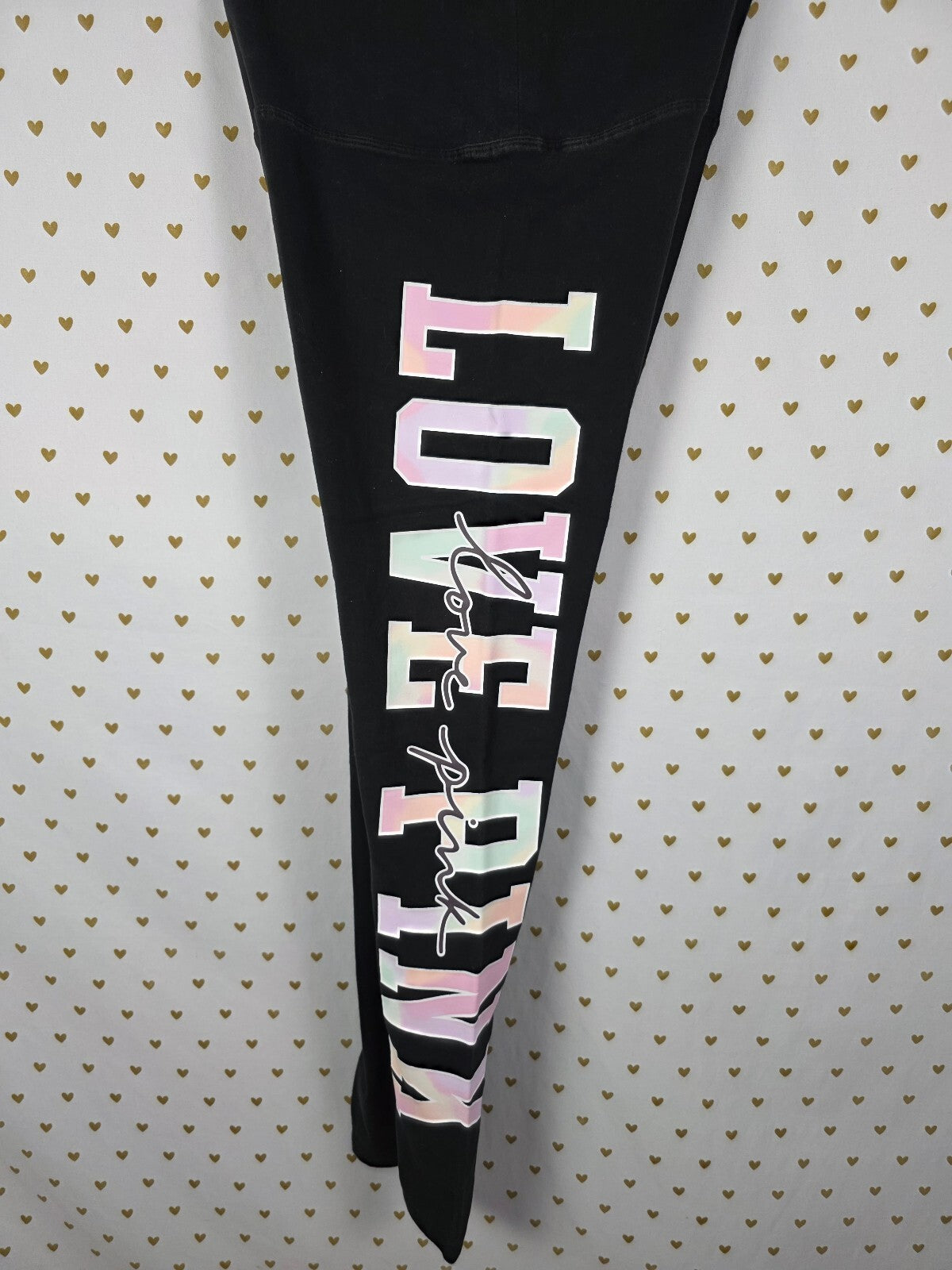 Victorias Secret PINK Watercolor Logo yoga Pants & Tee shirt SET MEDIUM Tye Dye