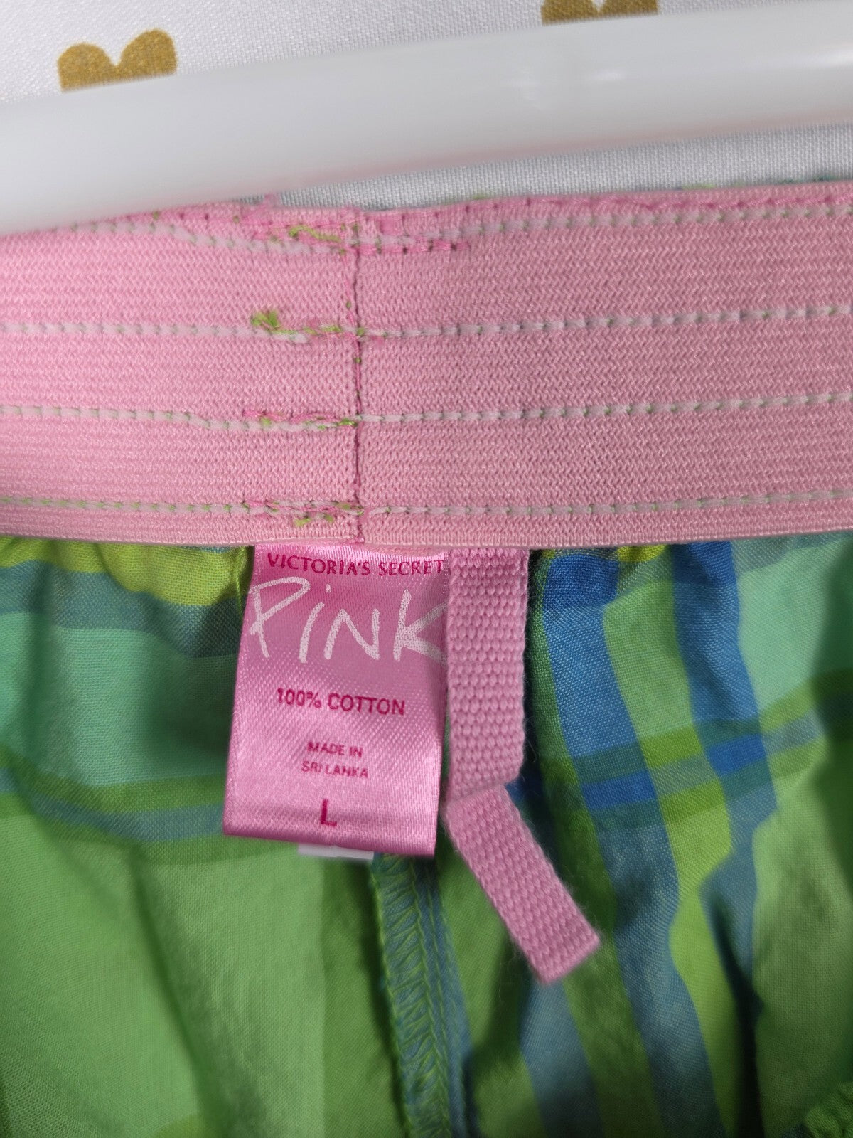 Victorias Secret Green Plaid Cotton Vintage LARGE Sleep Pants Pajama PJ Bottoms