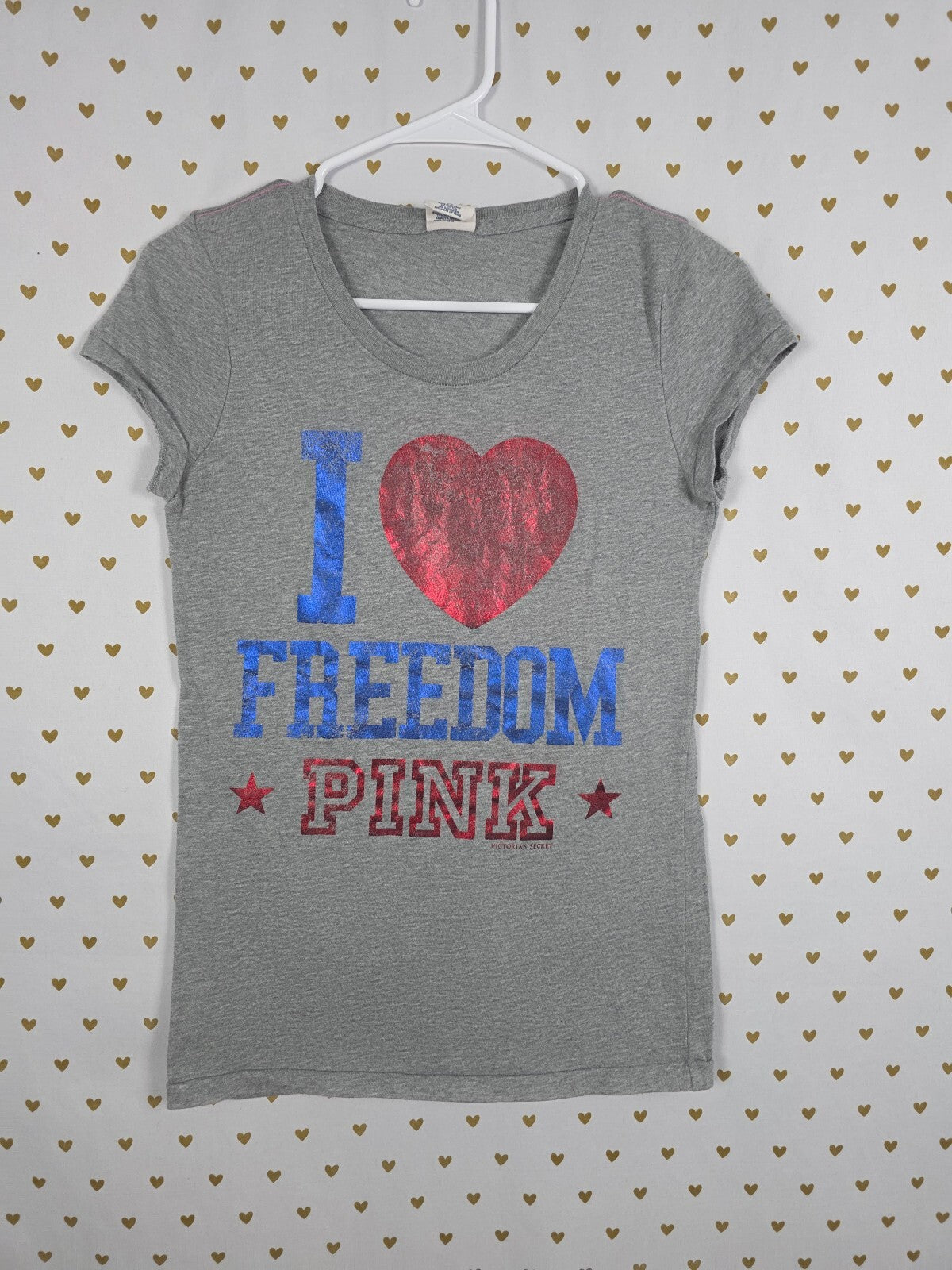Victorias Secret PINK Vintage Y2k Freedom USA Patriotic Tee shirt Medium Cotton