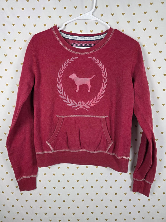 Victorias Secret Pink Vintage crest y2k Crew Sweater Shirt Maroon Small