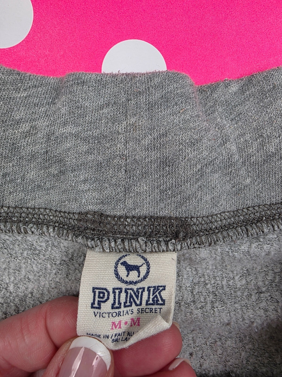 Victorias Secret PINK Grey Sweat Shorts Logo Drawstring Y2k Vintage Medium