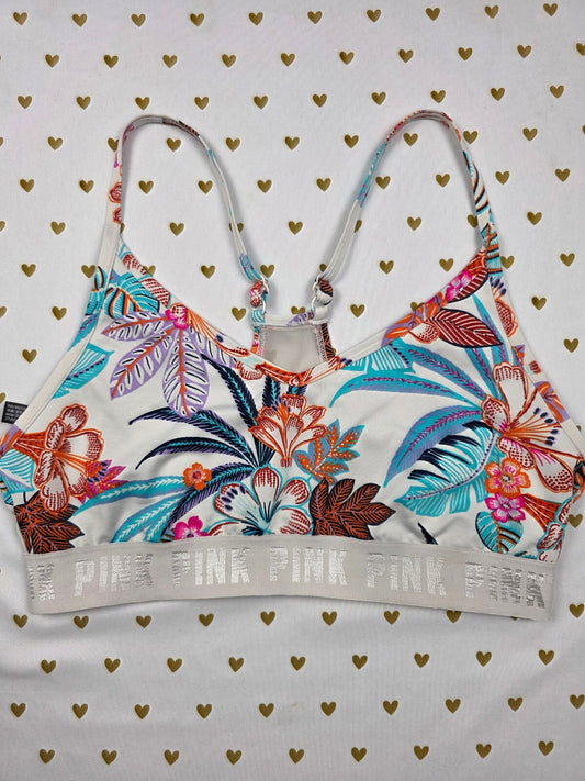 Victorias Secret Pink Floral Hawaiian LARGE Sports Bra Bralette Bra Top Tank
