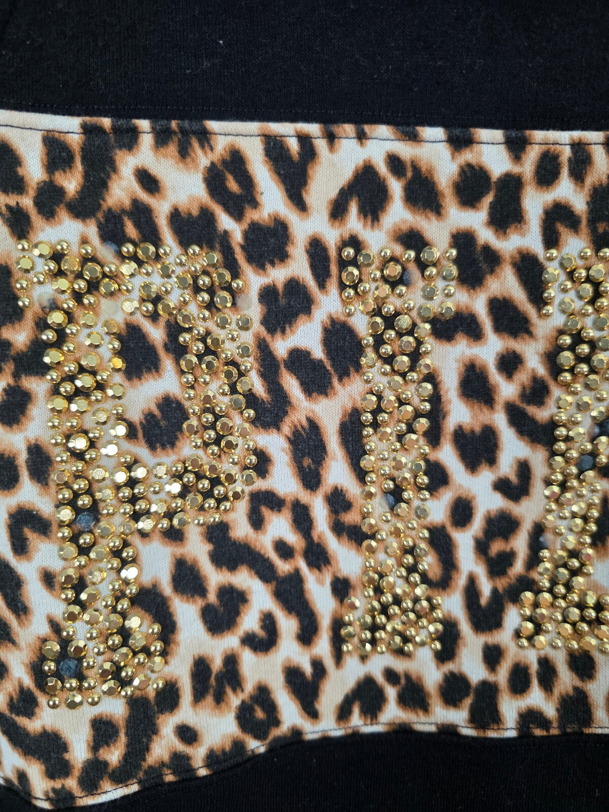 Victorias Secret Pink Bling Logo Cheetah Leopard Slouchy Sweater Shirt XS