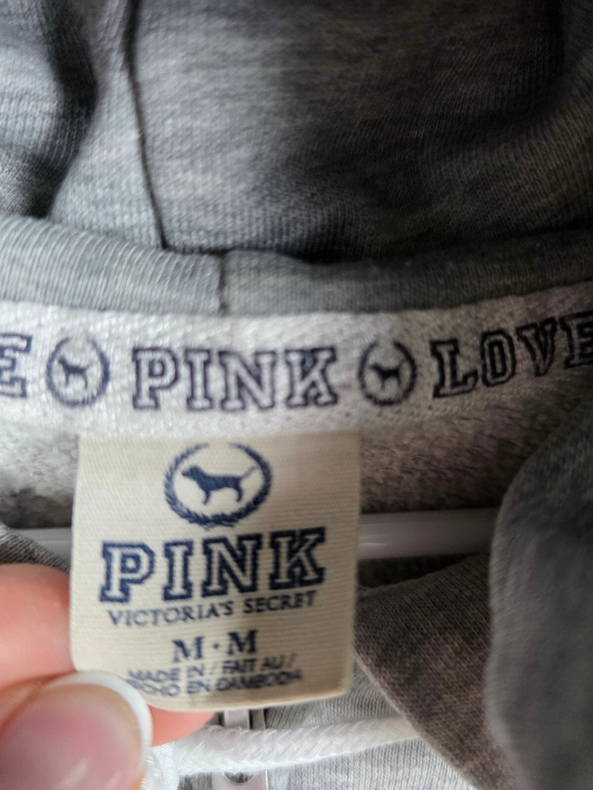 Victorias Secret Pink Embroidered Logo Full Zip Grey Jacket Medium