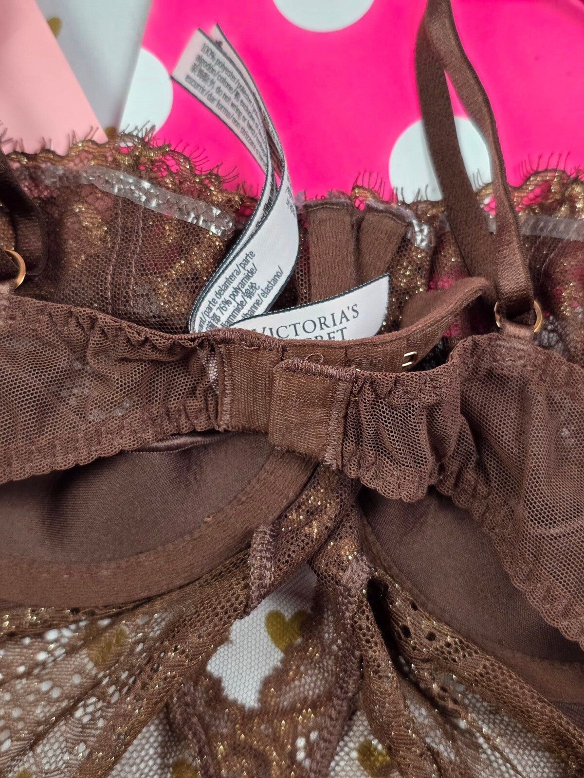 Victorias Secret Brown Underwire Ruffle Bodysuit Teddy Medium