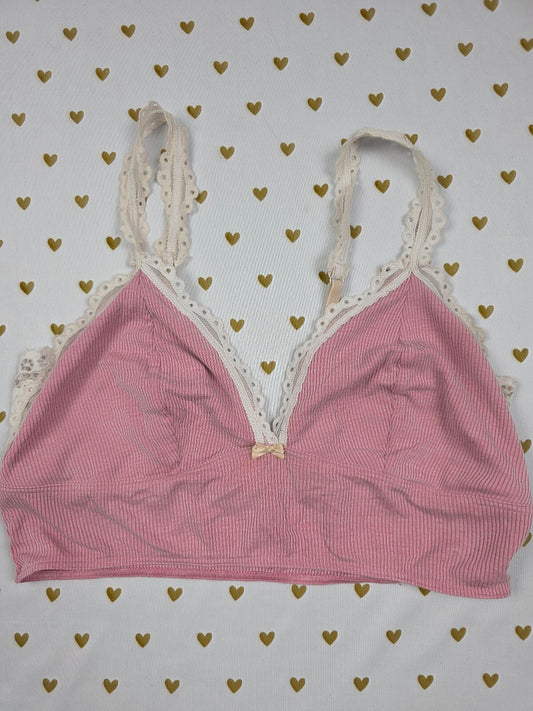Victorias Secret Pink Ribbed Stretch Large Bralette Bra Top Tank