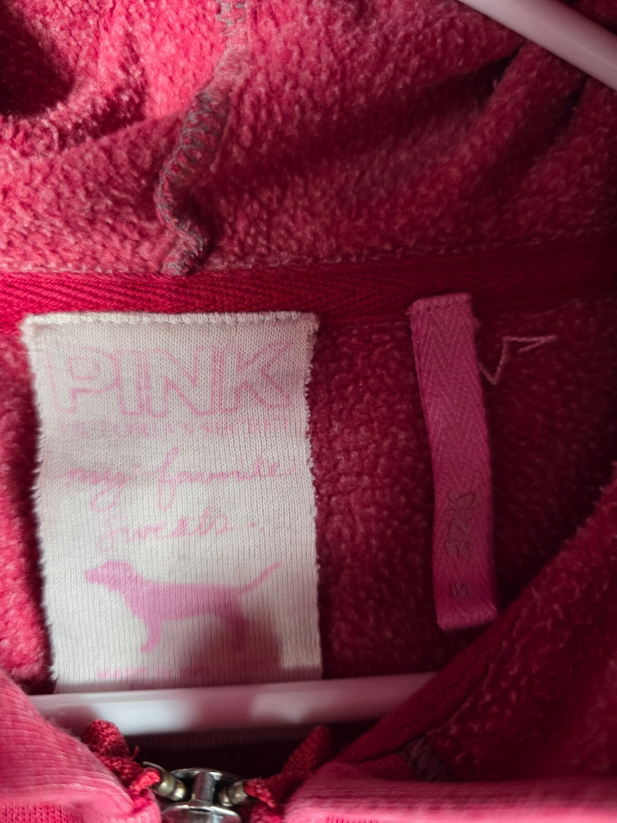 Victoria’s Secret PINK “Hot Hot Pink” full zip hoodie, size Medium.