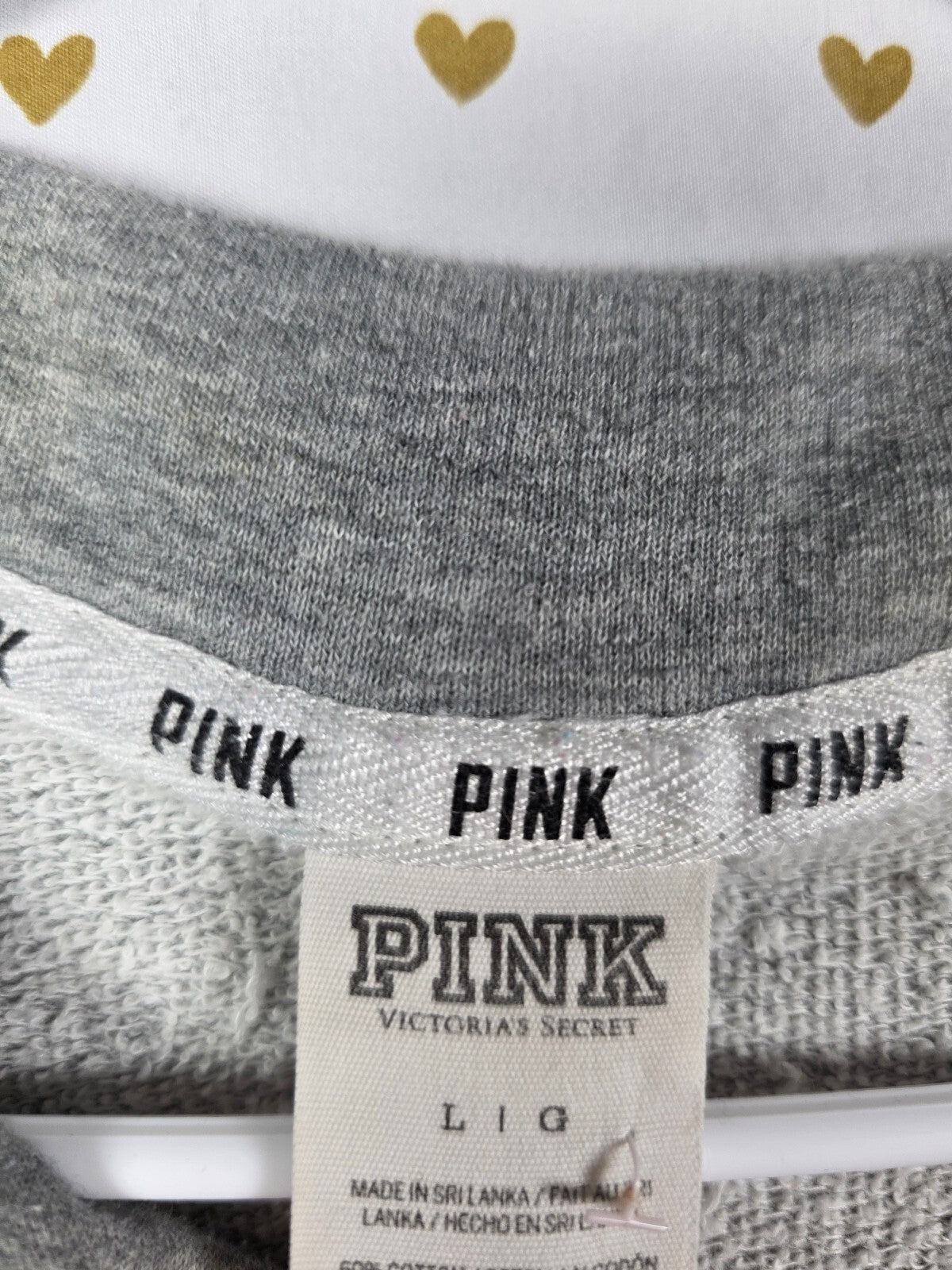 Victorias Secret Pink Embroidered Quarter Zip Leopard Cheetah Sweater Shirt L