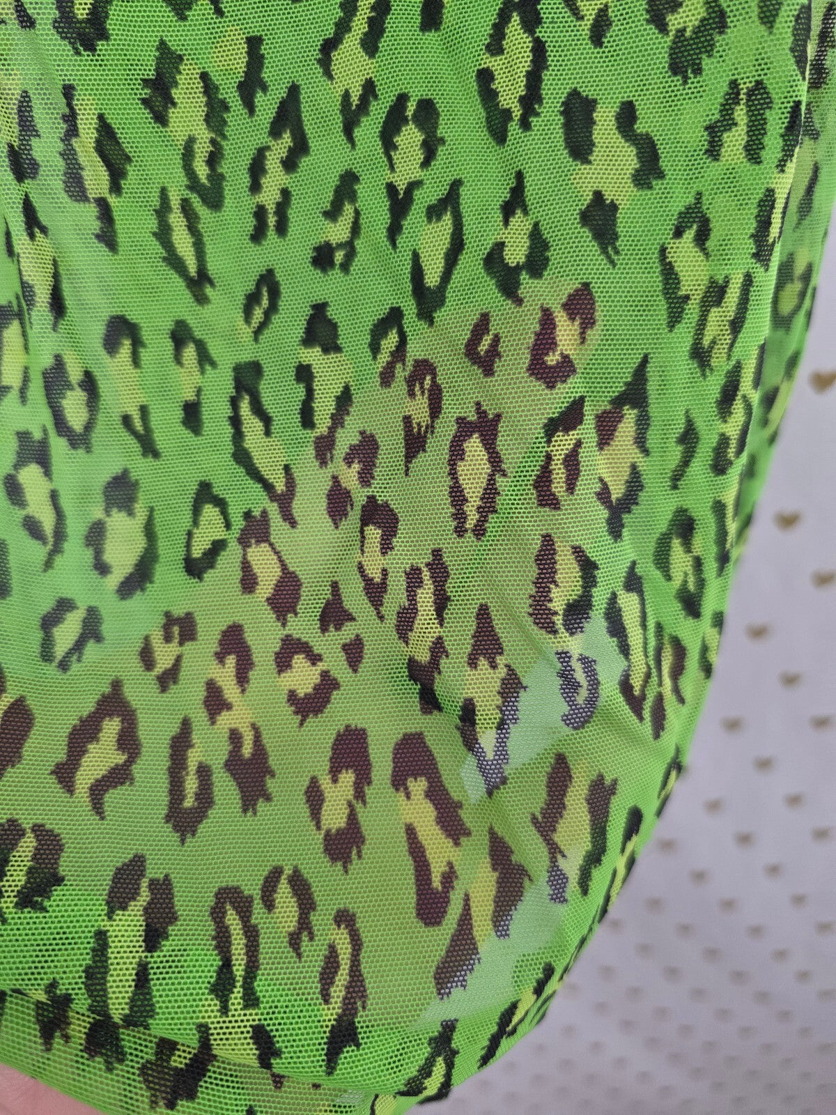 Vintage Victoria's Secret Y2K Neon Green Leopard Mesh Slip Nightgown S
