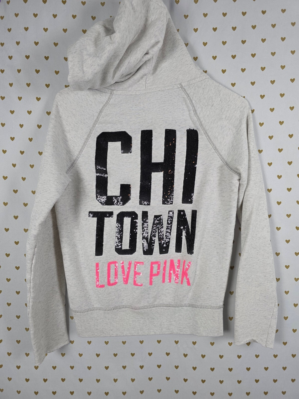 Victorias Secret Pink BLING Chicago Chi Town Hoodie Jacket Sequined XS