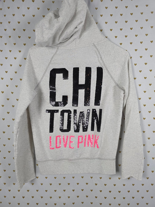 Victorias Secret Pink BLING Chicago Chi Town Hoodie Jacket Sequined XS