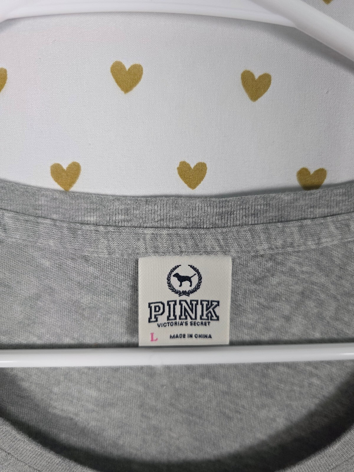 Victorias Secret PINK LOVE Crest VINTAGE y2k Grey tee shirt LARGE