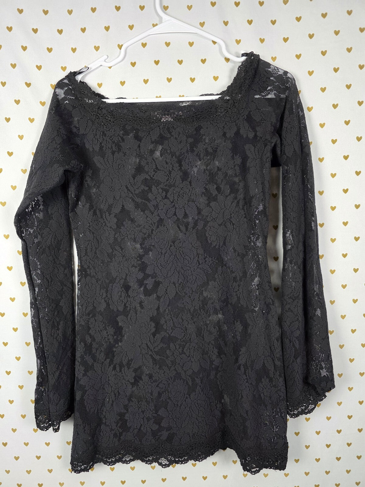 Victorias Secret Vintage Lace Stretchy Little Black DRESS Y2k LARGE