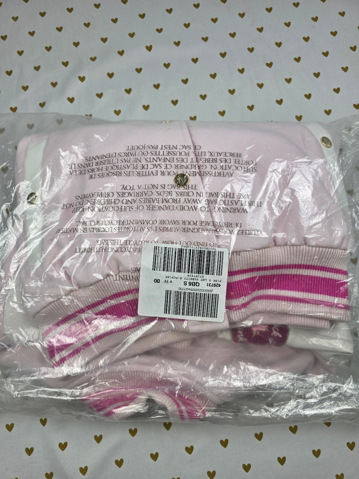 NWT Victoria's Secret PINK LoveShackFancy Varsity Jacket Pink LARGE NEW HTF