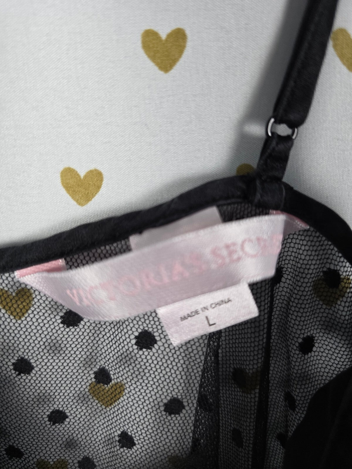 Victorias Secret Vintage 100% SILK Babydoll Polkadot Tie Front NIghtie LARGE