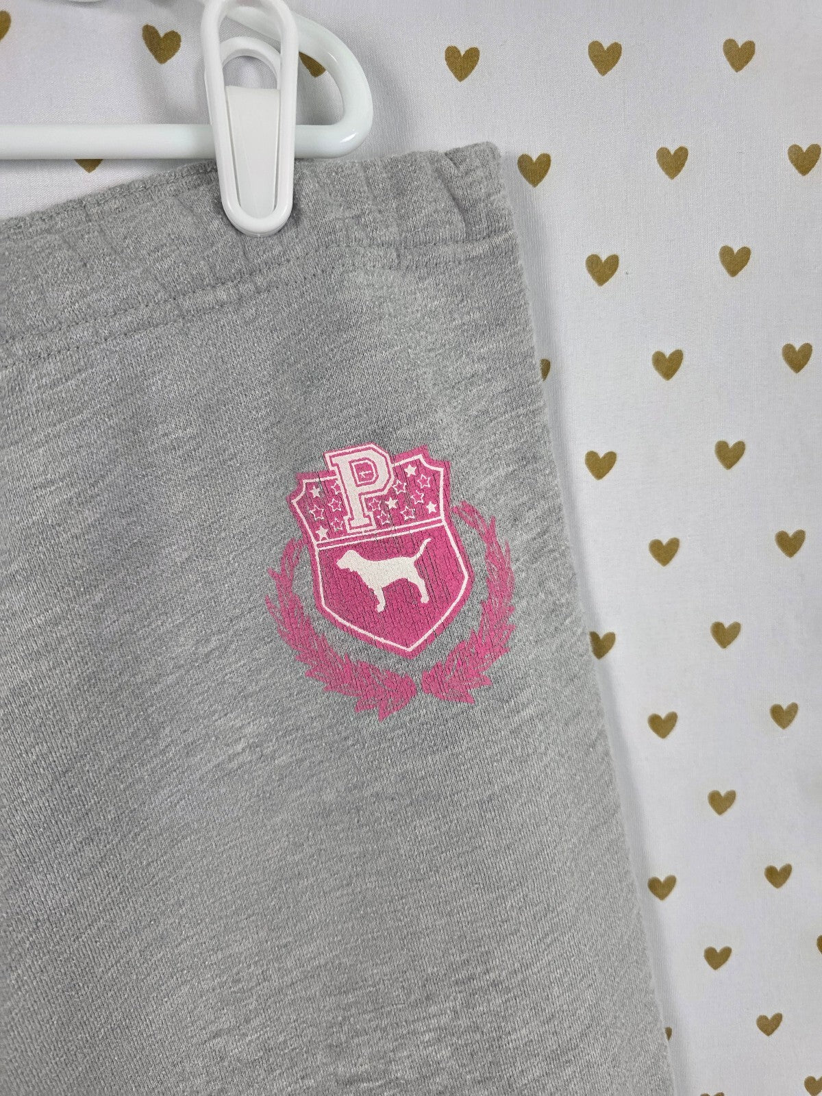 Victorias Secret PINK PHI BETA PINK Sweats Capri Sweatpants Grey Large Vintage