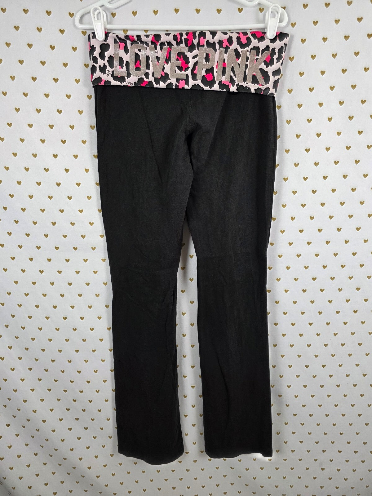 Victorias Secret PINK Leopard Cheetah Vintage Y2k Foldover Yoga Pants MEDIUM