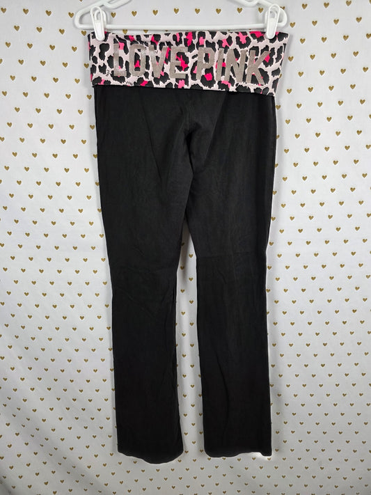 Victorias Secret PINK Leopard Cheetah Vintage Y2k Foldover Yoga Pants MEDIUM