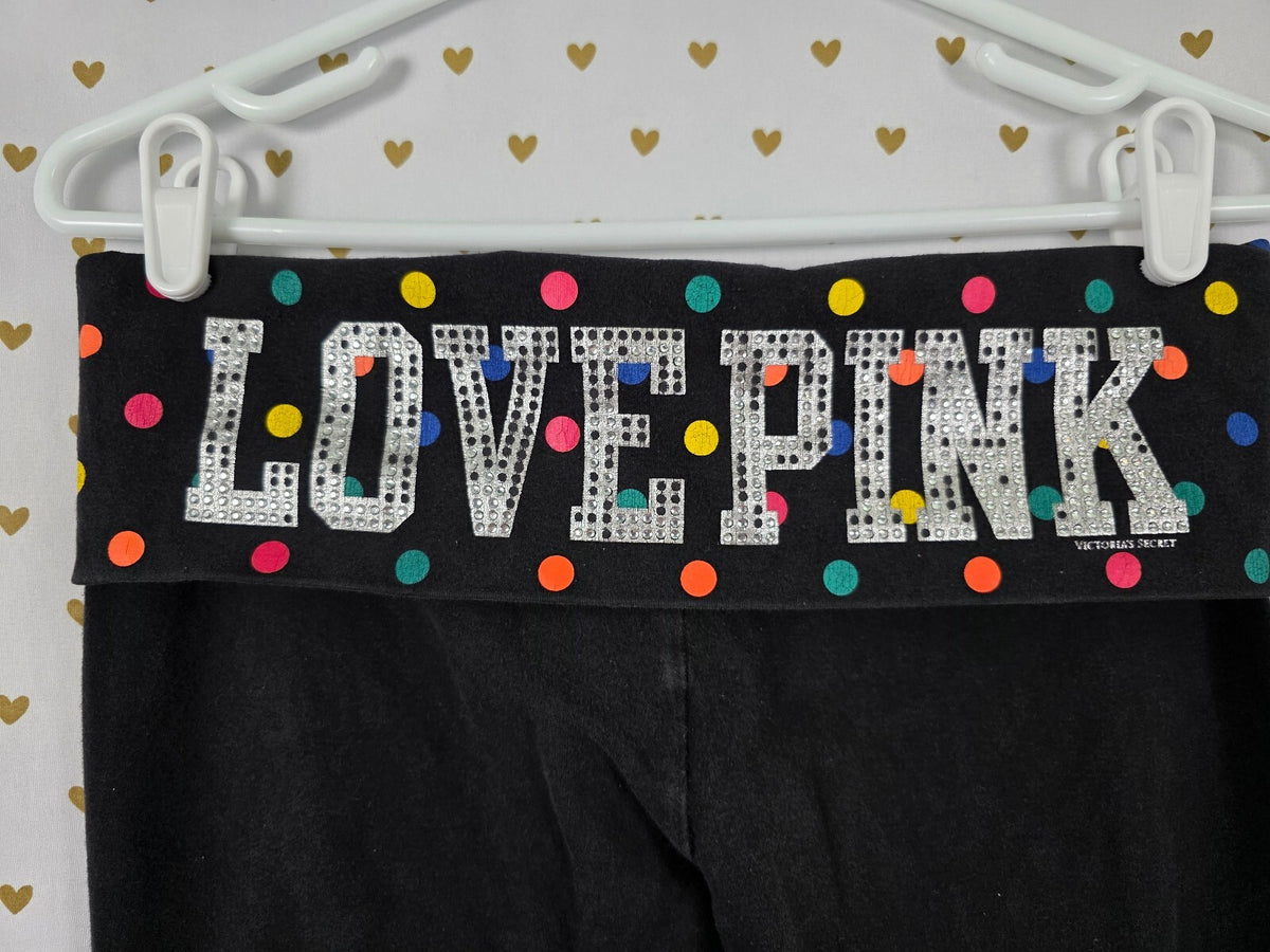 Victorias Secret PINK LOVE Foldover Polka Dot Vintage y2k Bling Skinny Leggings