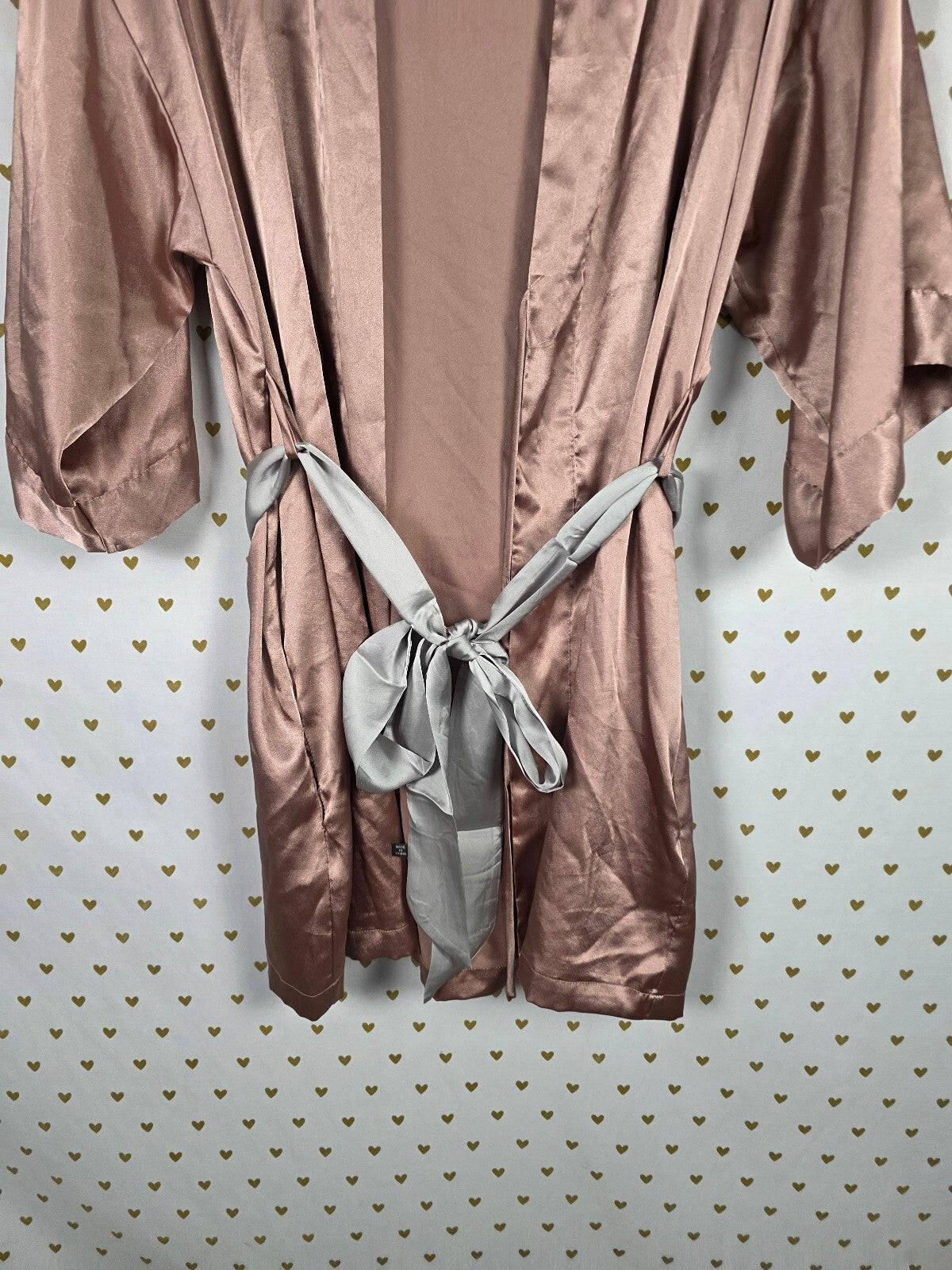 Victorias Secret Brown beige XS SMALL Satin Silky Robe Lounge Wrap Kimono