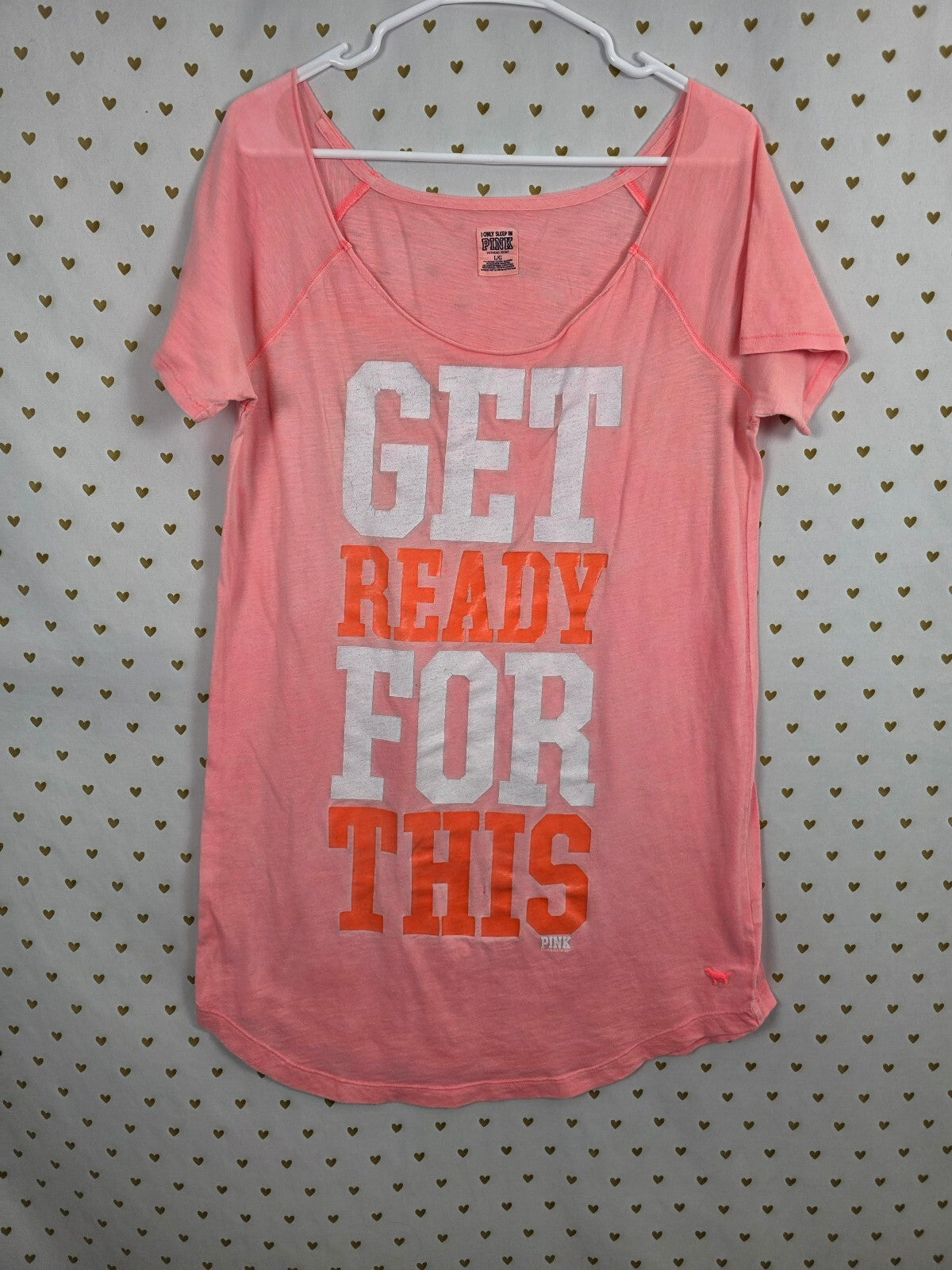 Victorias Secret Pink Vintage Get Ready For This Nightgown Sleep Shirt Dress L