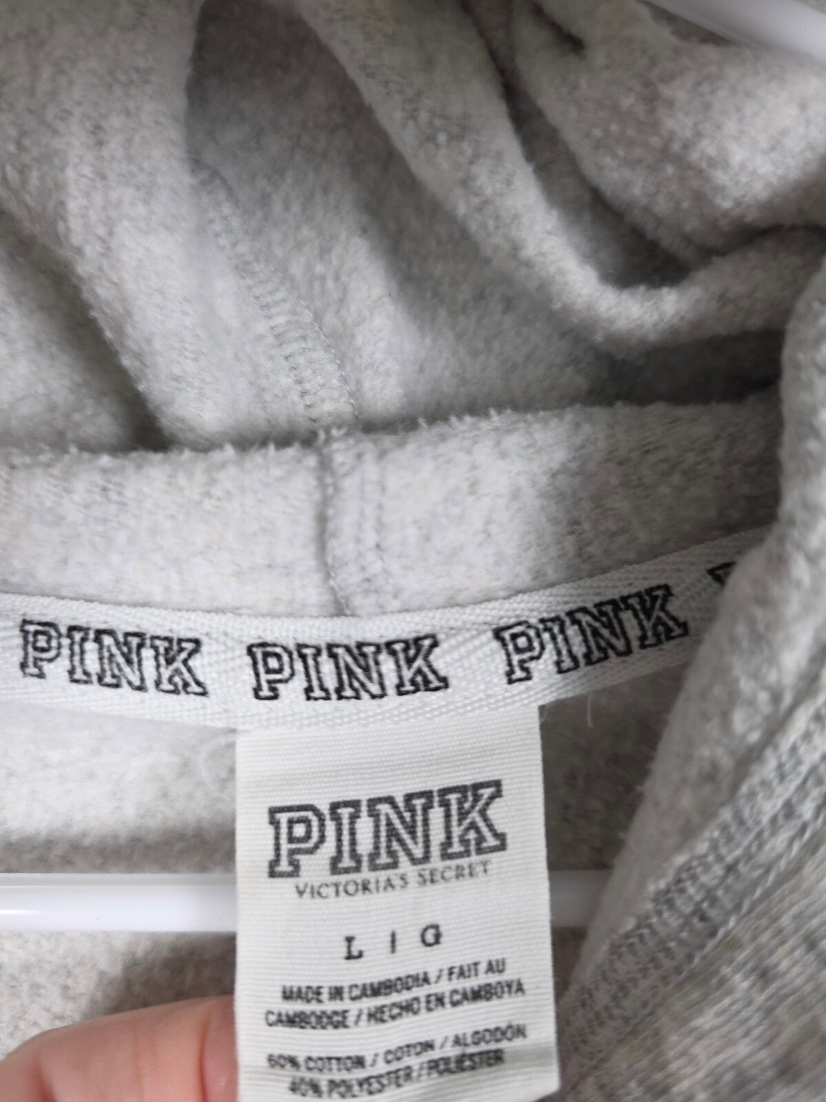 Victorias Secret Pink Hologram Logo Full Zip Hoodie Jacket Grey LARGE