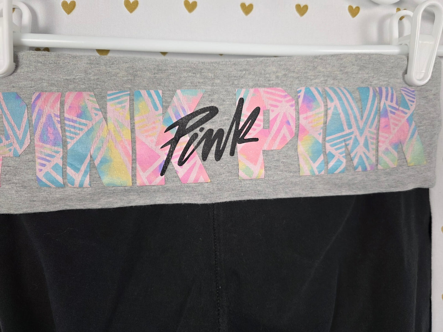 Victorias Secret PINK Foldover capri Yoga Pants Y2k Vintage Rainbow XS