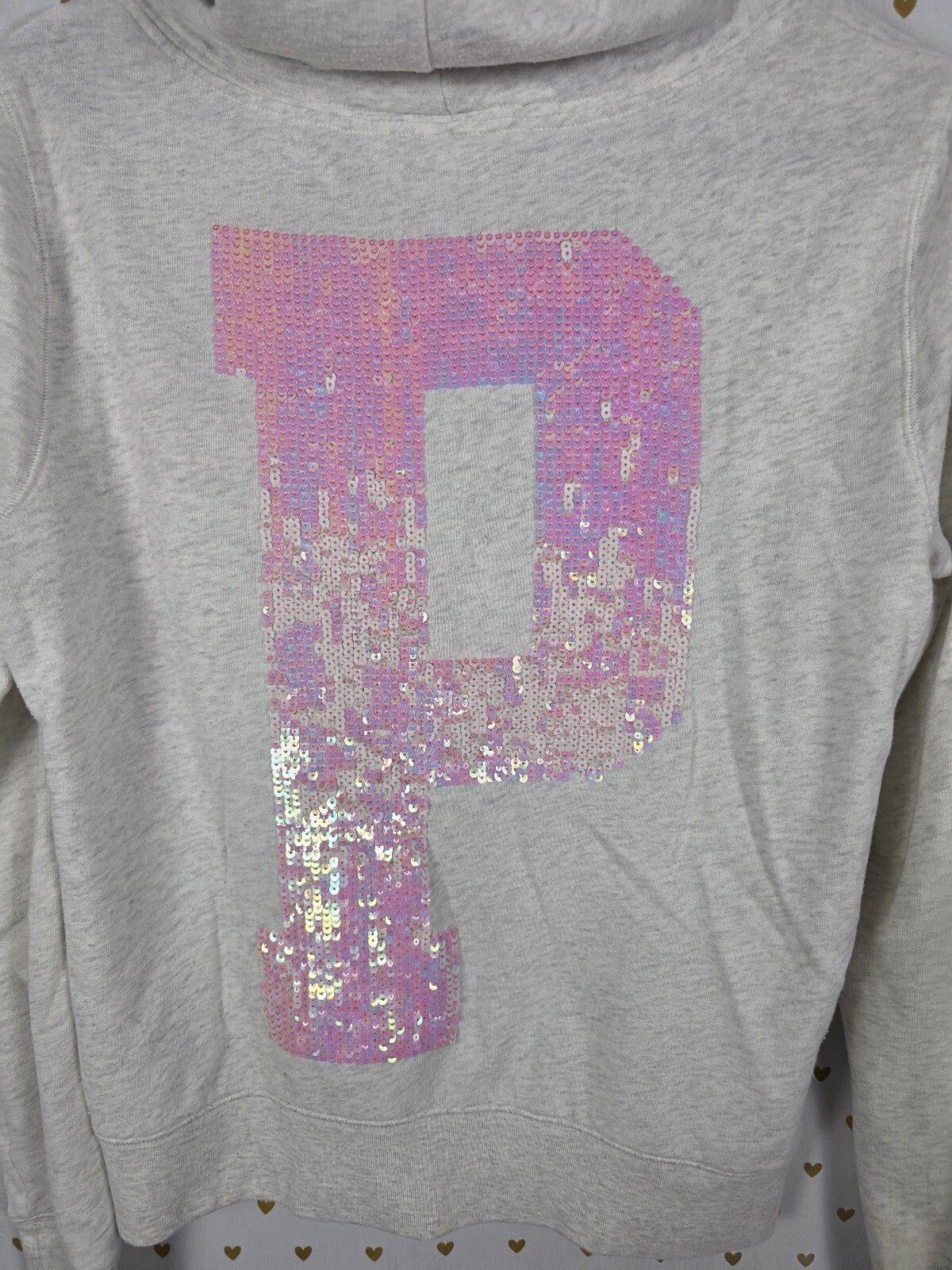 Victorias Secret Pink Mermaid Bling Logo Full zip Hoodie Jacket Medium Sequined
