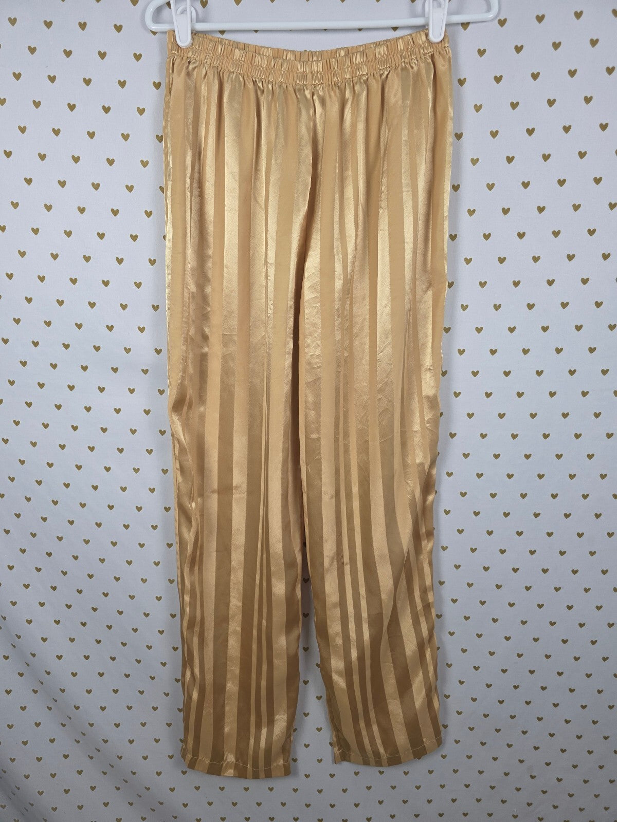 Vintage Victoria's Secret Satin Pajama Pants S Gold Striped Y2K Lounge