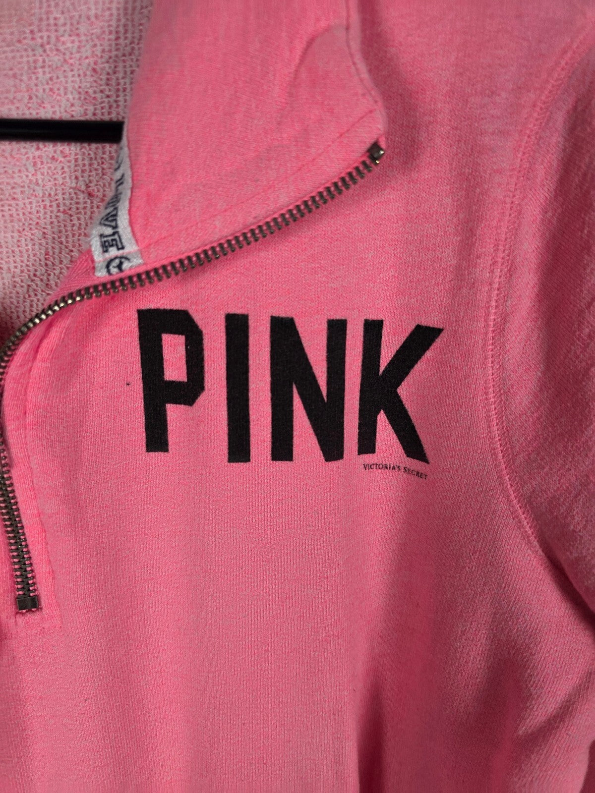 Victorias Secret Pink Quarter Zip Logo Sweater 86 Medium
