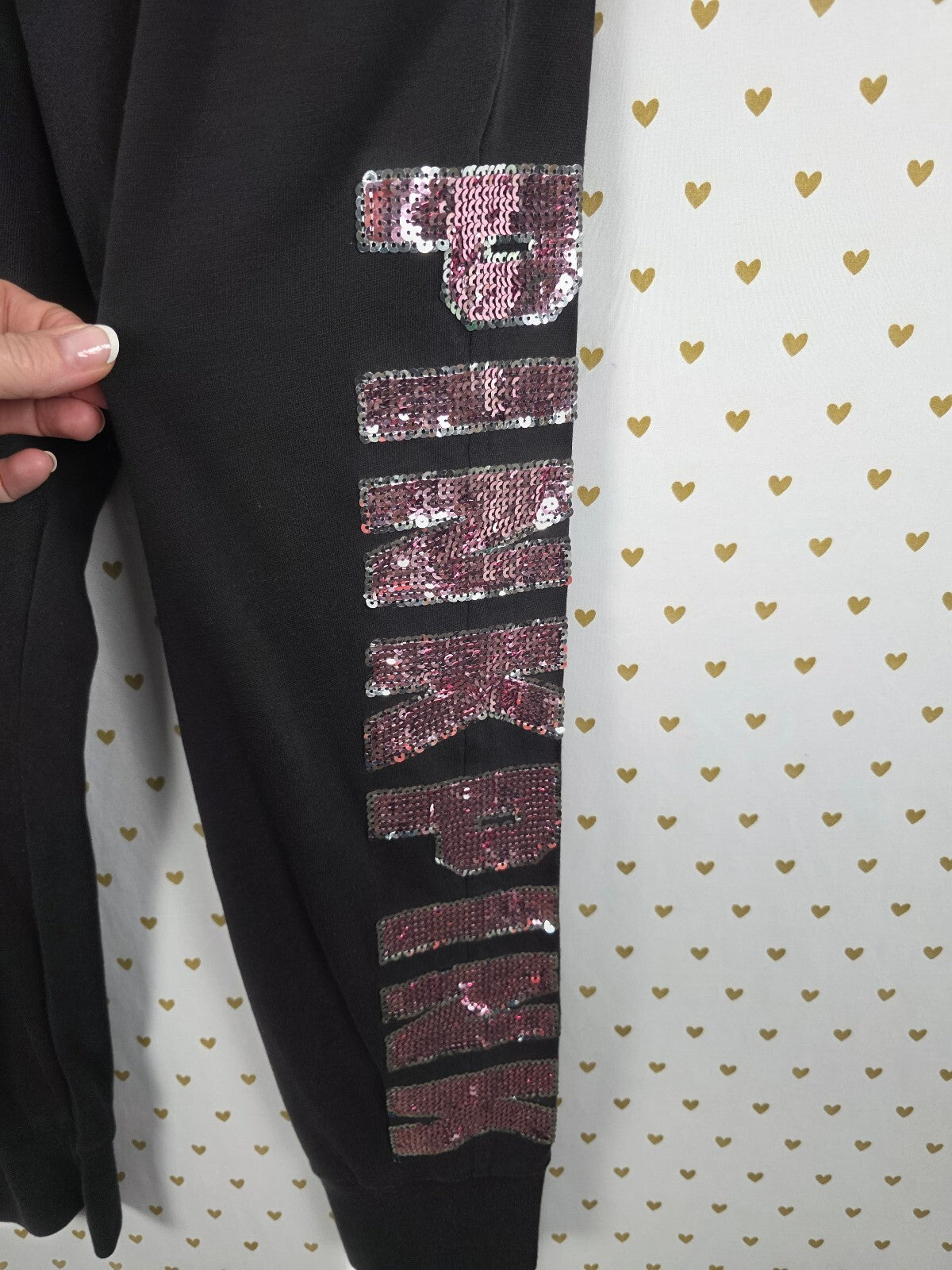 Victorias Secret PINK Bling Studded Sequined Joggers Sweatpants Large