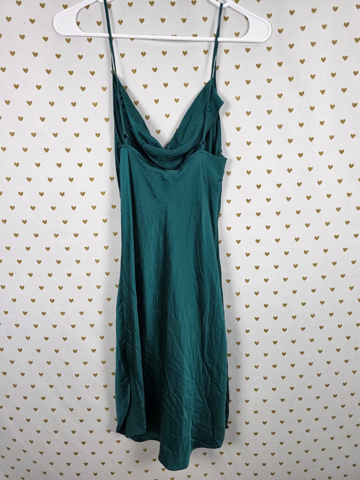 Victorias Secret Vintage Gold label 100% Silk Emerald Slip Dress Nightie Small