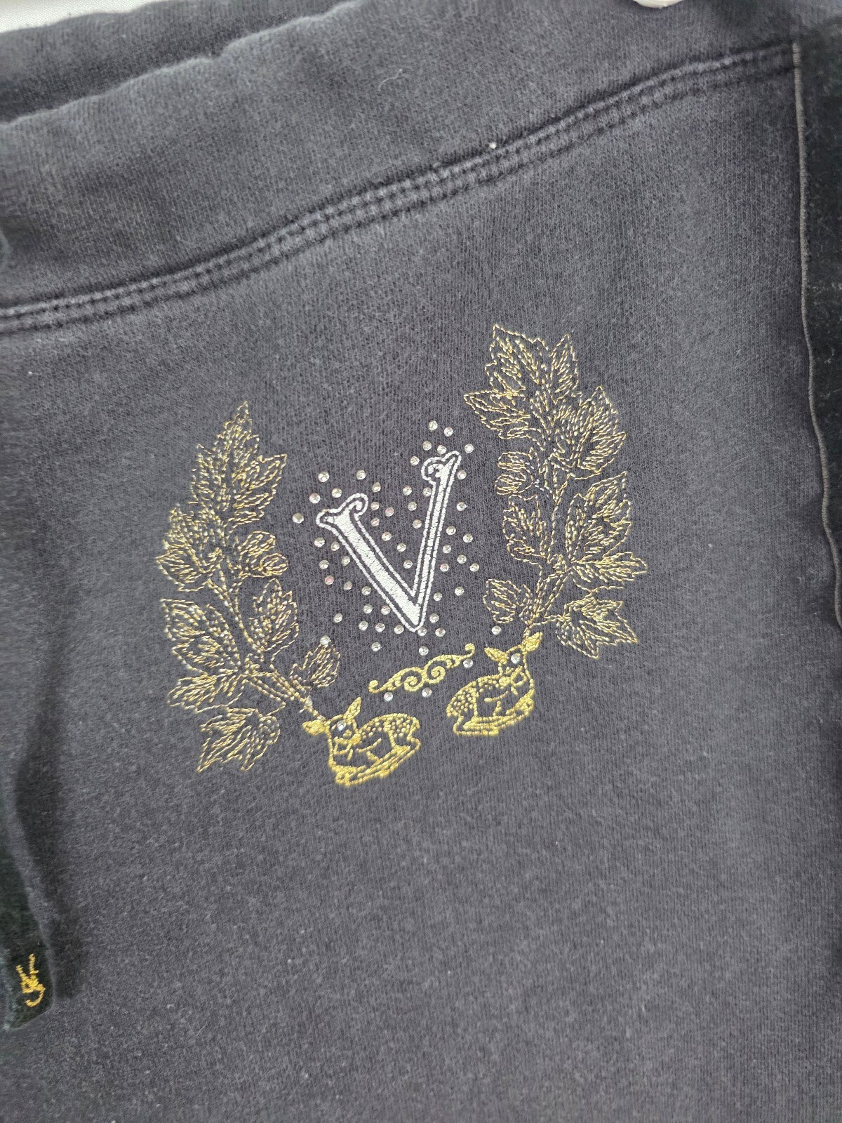 Victorias Secret Black Logo Sweats Crest V Large Sweatpants
