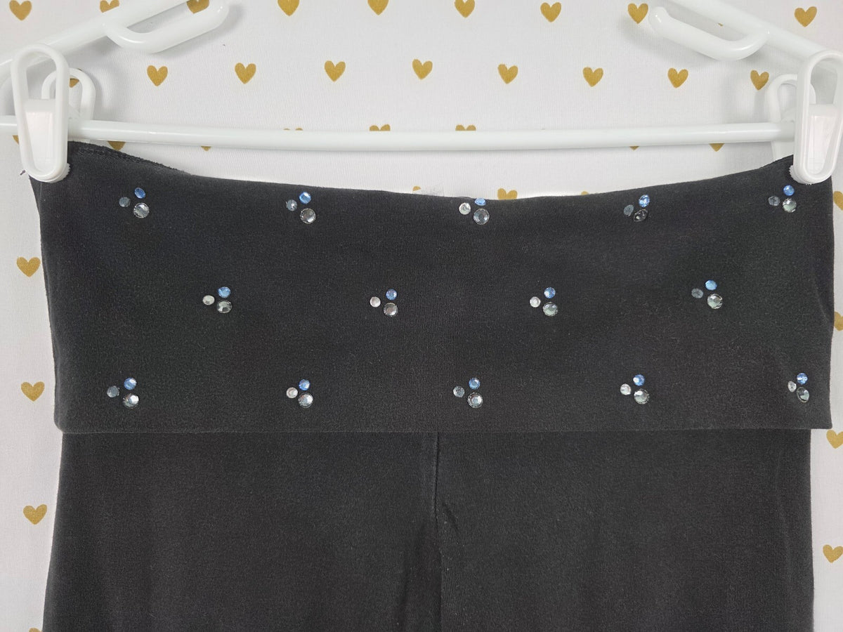 Victorias Secret BLING Studded Small Flared Foldover Yoga pants Leggings Y2k