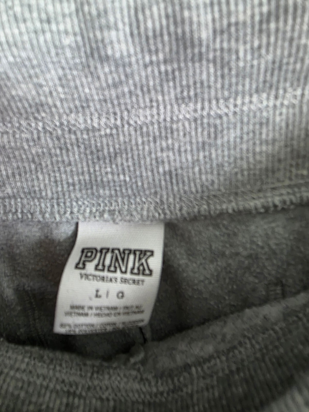 Victorias Secret PINK Vintage Velour Sweats Sweatpants BLING logo Grey Sequined