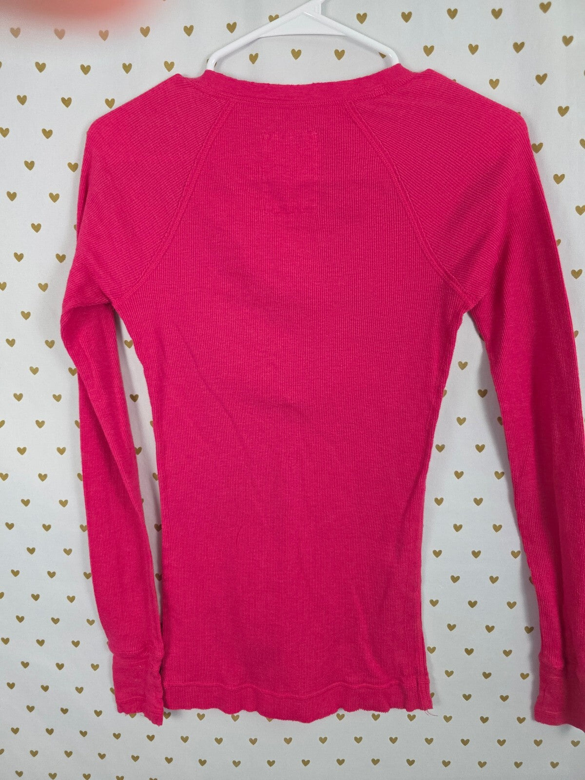 Victorias Secret PINK Button Front Henley Long Sleeve Phi Beta Pink MEDIUM