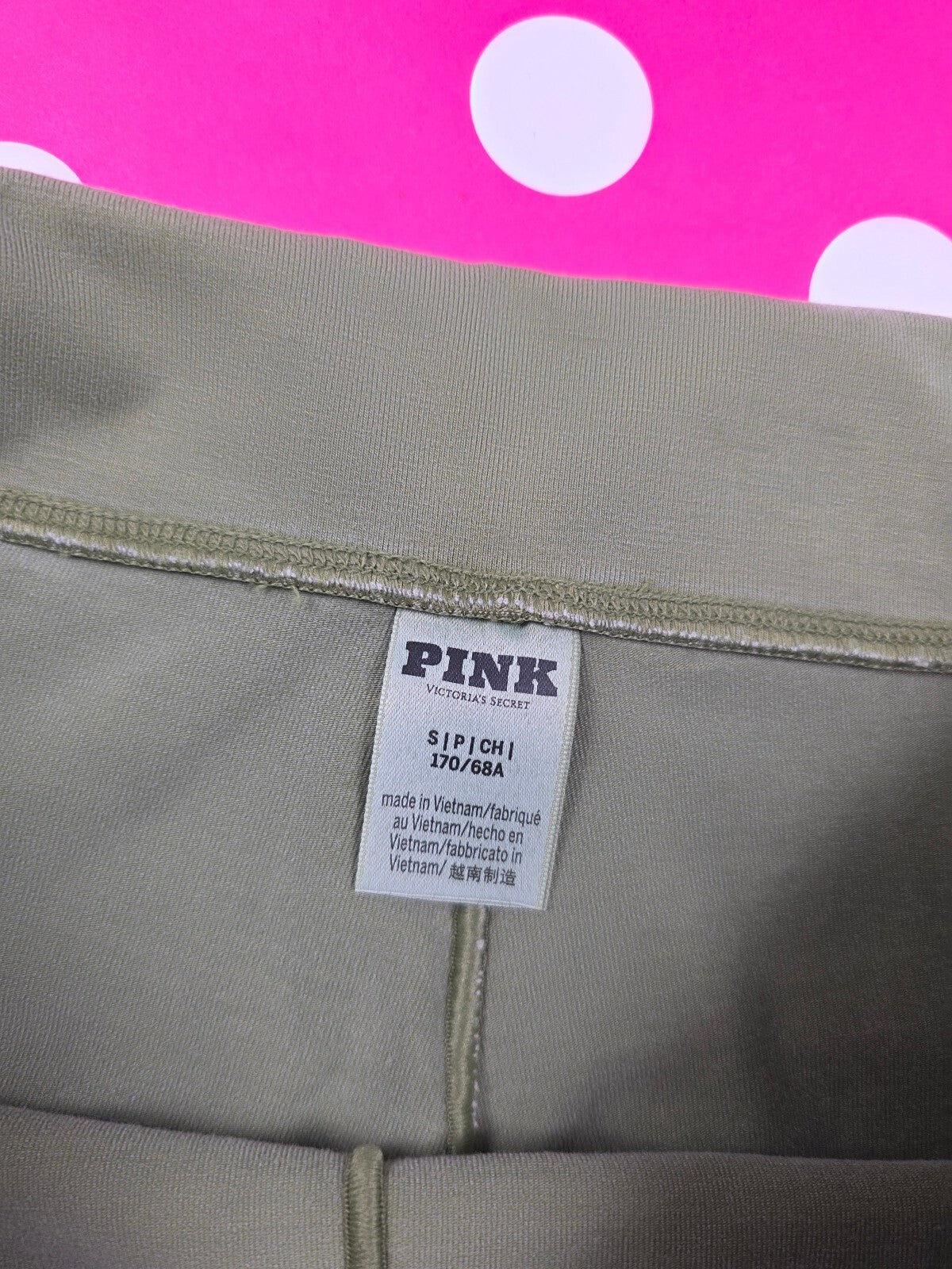 Victorias Secret PINK Foldover Yoga Shorts Green Logo Small